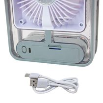 Ventilador Portatil Umidifcador Luminaria Usb De Mesa 3 Velocidades Cinza