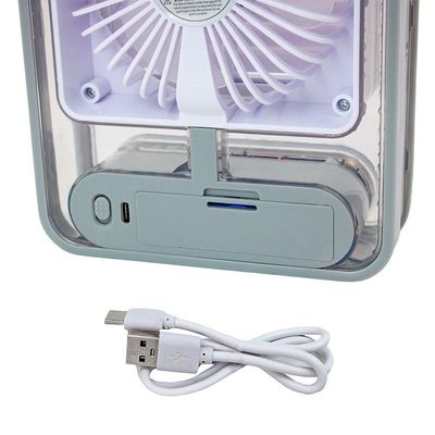 Ventilador Portatil Umidifcador Luminaria Usb De Mesa 3 Velocidades Cinza