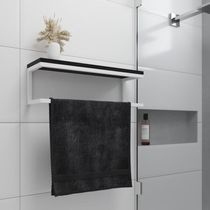 Toalheiro Estilo Branco E Prateleira Preta Branco