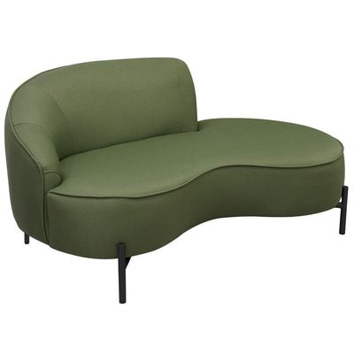 Sofá Curvo 2 Lugares 150cm Braço Dir. Thommy Pés Preto Linho Verde Claro - Nexta Casa