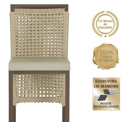 Mesa Bistrô E 2 Banquetas Roma Marrom Corda Estofado 7 Trama Rami