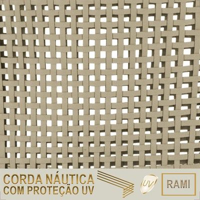 Mesa Bistrô E 2 Banquetas Roma Marrom Corda Estofado 7 Trama Rami