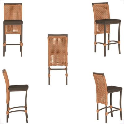 Mesa Bistrô E 2 Banquetas Roma Marrom Corda Estofado 9 Trama Terra Cota