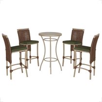 Mesa Bistro E 4 Banquetas Roma Fendi Corda Náutica 13 Trama Marrom