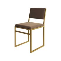 Kit 8 Cadeiras Industrial Isa Veludo Marrom Base Dourado Para Mesa Sala Cozinha - Dourado-marrom