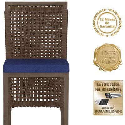 Mesa Bistro E 4 Banquetas Roma Marrom, Corda Náutica 10 Marrom