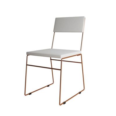 Kit 4 Cadeiras De Jantar Málaga Corino Branco Base Cobre Para Mesa Sala Cozinha Home - Cobre-branco
