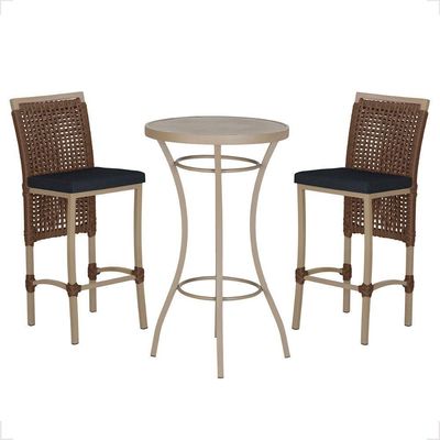 Mesa Bistro E 2 Banquetas Roma Fendi Corda Náutica 12 Marrom