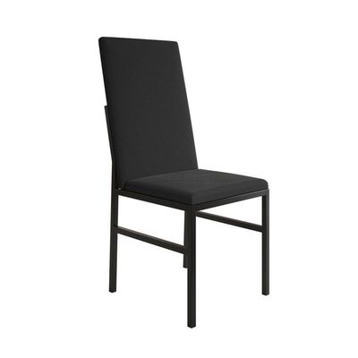 Kit Sala De Jantar Mônaco Premium Mesa 90cm Com 4 Cadeiras Estofadas Para Cozinha - Preto-preto