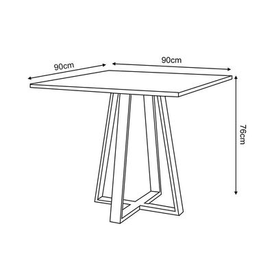 Kit Sala De Jantar Mônaco Premium Mesa 90cm Com 4 Cadeiras Estofadas Para Cozinha - Preto-preto
