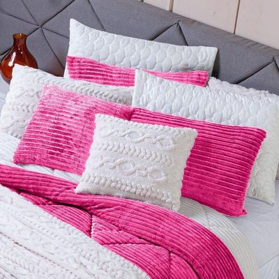 Par De Fronhas Em Manta Canelada 70cm X 50cm - Porta Travesseiro Mantinha Microfibra Cor Pink