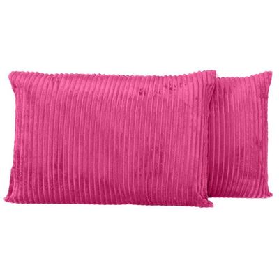 Par De Fronhas Em Manta Canelada 70cm X 50cm - Porta Travesseiro Mantinha Microfibra Cor Pink