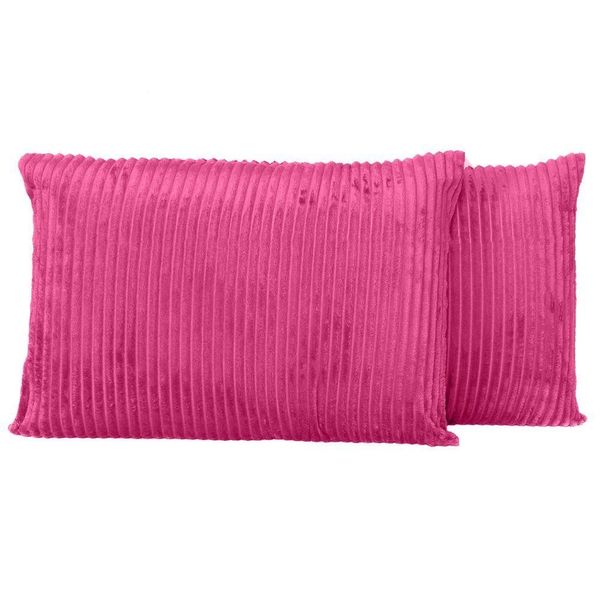 Par De Fronhas Em Manta Canelada 70cm X 50cm - Porta Travesseiro Mantinha Microfibra Cor Pink