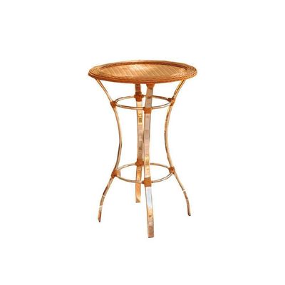 4 Banquetas Haiti + Mesa Bistrô Alumínio Com Tampo Tramado Cappuccino