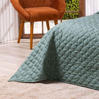 Kit Cobre Leito Colcha Queen C/ Almofadas Estampadas 7 Peças Dupla Face Percal 300 Fios Matelado