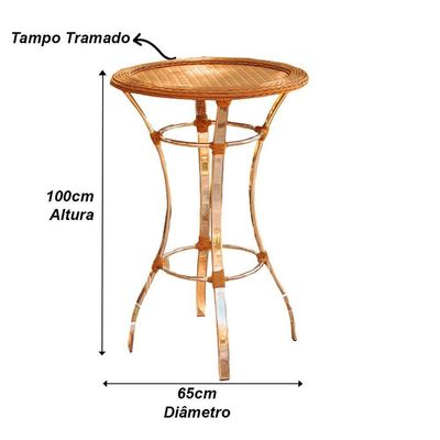 4 Banquetas Haiti + Mesa Bistrô Alumínio Com Tampo Tramado Cappuccino