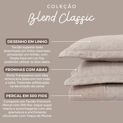 Kit Cobre Leito Colcha Queen 300 Fios Dupla Face Linho Mesclado Com Fronhas 03 Peças Cor Bege