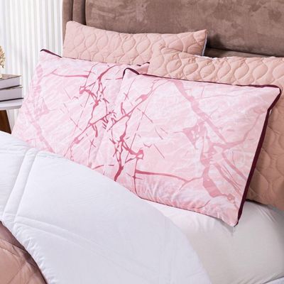 Kit Cobre Leito Colcha Queen Com Almofadas Estampadas 7 Peças - Dupla Face Percal 300 Fios Matelado