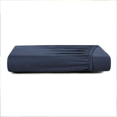 Lençol Com Elástico Casal Altenburg Malha Fio Penteado Azul Minimal