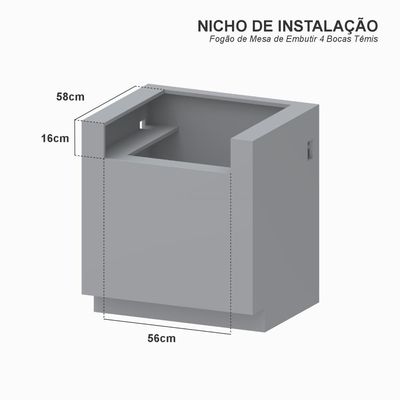 Fogao a Gas de Embutir de Bancada 4 Bocas Venax Temis Amarelo