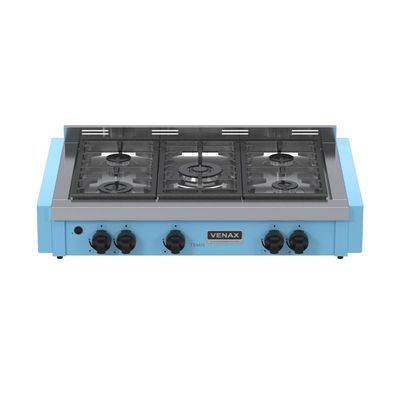 Fogao a Gas de Embutir de Bancada 5 Bocas Venax Temis Azul