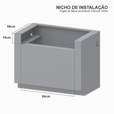 Fogao a Gas de Embutir de Bancada 5 Bocas Venax Temis Preto