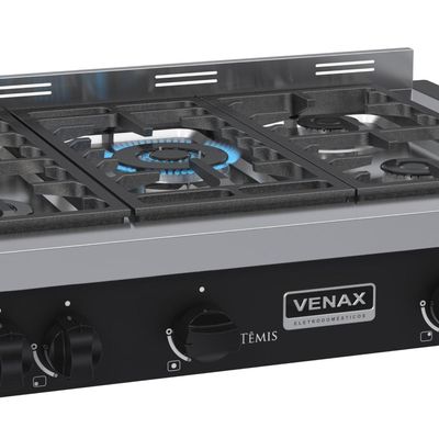 Fogao a Gas de Embutir de Bancada 5 Bocas Venax Temis Preto