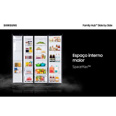 Geladeira Samsung Side by Side RS58 608 Litros Family Hub Black Inox Preto / 110