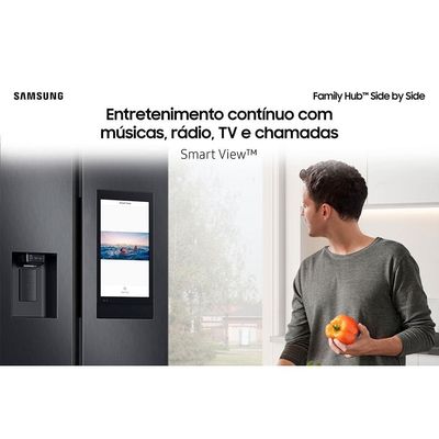 Geladeira Samsung Side by Side RS58 608 Litros Family Hub Black Inox Preto / 110