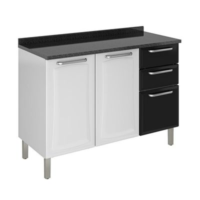 Cozinha Completa Itatiaia Tarsila 280cm Em Aço Branco-preto