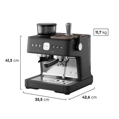 Cafeteira Espresso Electrolux Expert Moedor Integrado e Vaporizador de Leite Preta (ECM90) 220V
