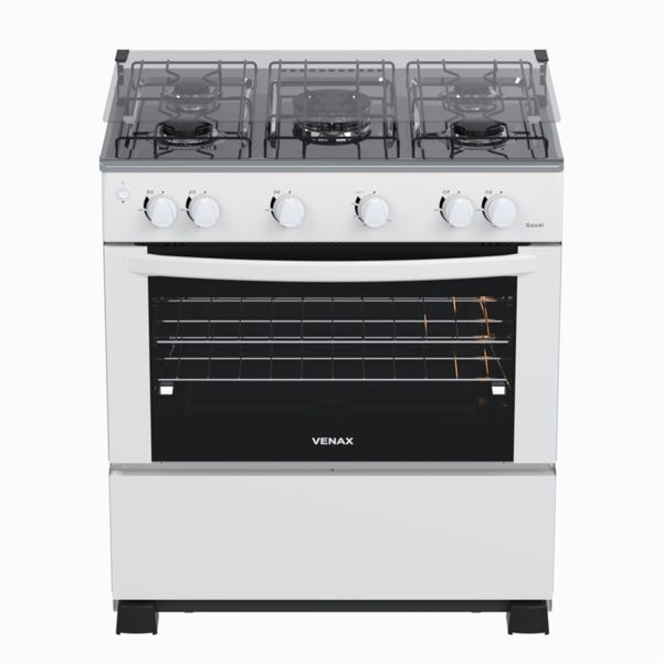 Fogao 5 Bocas Venax Gaudi Mesa Inox GIIi Branco Gas Glp