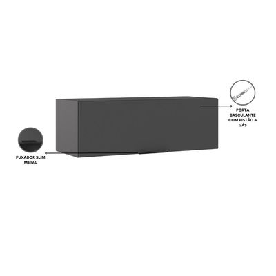 Armário Aéreo para Geladeira Poliman Etna 80cm 1 Porta Grafite