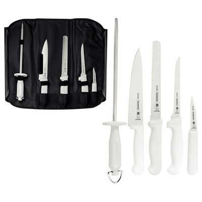 Conjunto de Facas Tramontina Profissional em Aço Inox - Branco - 6 Peças