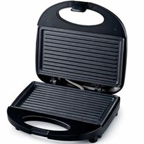 Sanduicheira Grill Elétrica Misteira Antiaderente 750W 127V Prensa Dupla Preta