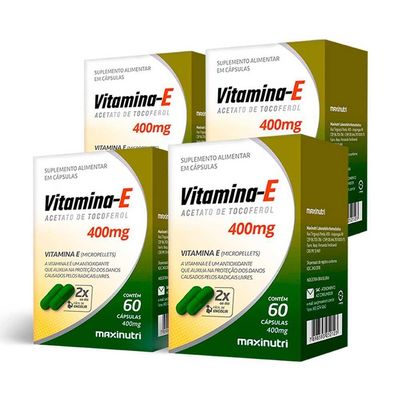 Kit 04 Vitamina E Antioxidante 400mg Maxinutri 60 Capsulas