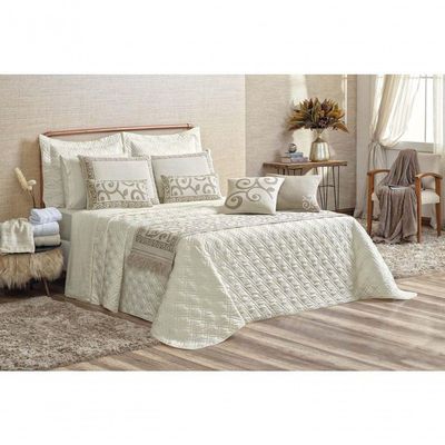 Kit Cobre Leito Turin Casal King 5 Peças 100% Poliéster - Marfim