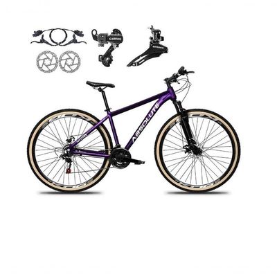 Bicicleta Aro 29 Absolute Nero 5 Alumínio 24v Câmbios Shimano Freio A Disco Hidráulico Mtb Roxo 13.8