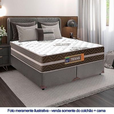 Cama Box Casal Bipartido Sintético + Colchão Molas Ensacadas Texas Prime Colchões 138cm