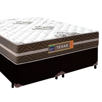 Cama Box Casal Bipartido Sintético + Colchão Molas Ensacadas Texas Prime Colchões 138cm