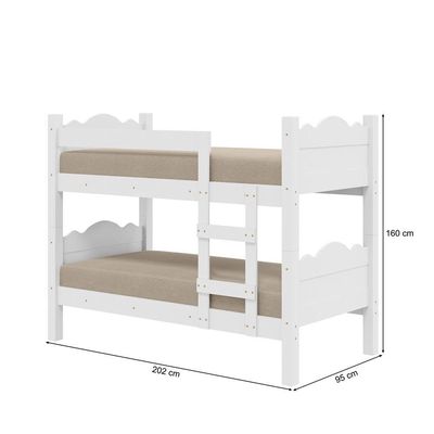 Beliche Solteiro Pequim Art Panta 2 em 1 Converte em 2 Camas MDF Branco