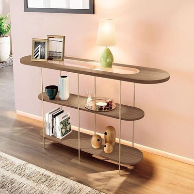 Estante Home Theater Trinus Castanho Off White Com Aparador Infinity Castanho - Hb Móveis