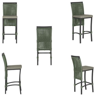 Mesa Bistrô E 2 Banquetas Roma Preta Corda Estofado 7 Trama Verde
