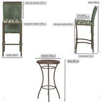 Mesa Bistrô 2 Banquetas Roma Corda Náutica Estofado 5 Trama Verde