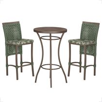 Mesa Bistrô 2 Banquetas Roma Corda Náutica Estofado 5 Trama Verde