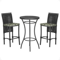 Mesa Bistrô 2 Banquetas Roma Preta Náutica Estofado 5 Trama Preto