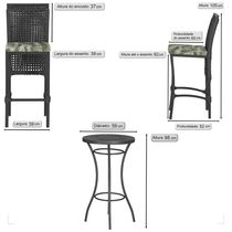 Mesa Bistrô 2 Banquetas Roma Preta Náutica Estofado 5 Trama Preto