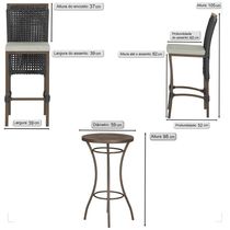 Mesa Bistrô 4 Banquetas Roma Marrom Corda Náutica 3 Trama Preto
