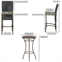 Mesa Bistrô E 4 Banquetas Roma Marrom Corda Estofado 5 Trama Preto