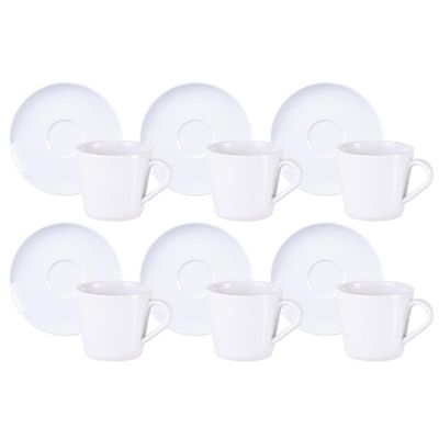 Kit Xícara e Pires de Chá Tramontina Leonora em Porcelana 185 ml 12 Peças